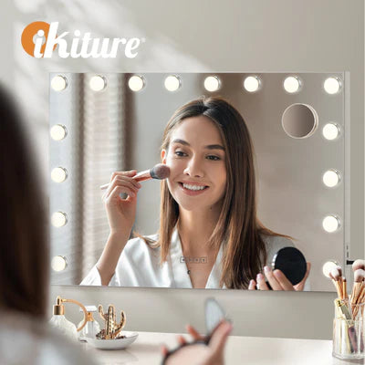 MM-9060BT-4CTR-WH Oikiture Bluetooth Hollywood Makeup Mirror 16 LED Light 90x62cm Vanity Mirrors