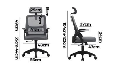 OCH-B3-MESH-DGYBK Oikiture Mesh Office Chair Executive Fabric Gaming Seat Racing Tilt Computer DGY