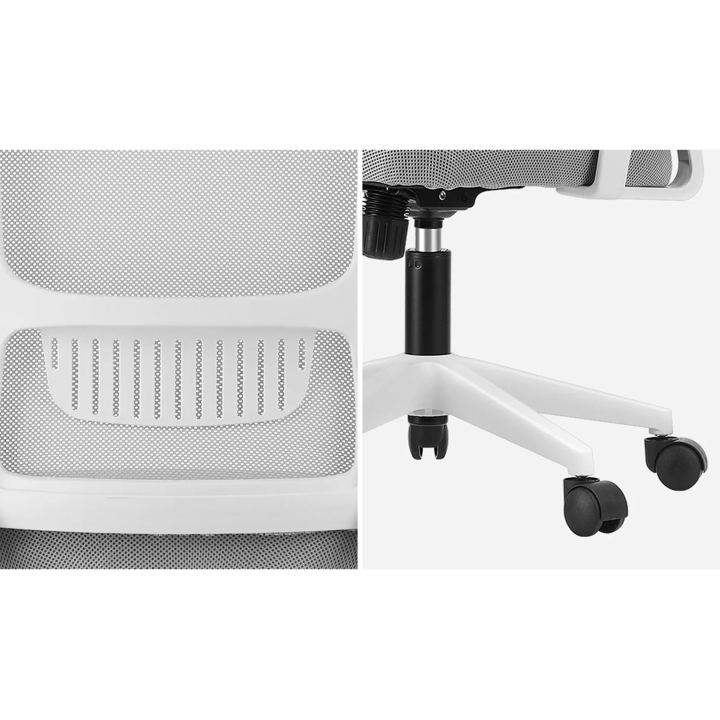 OCH-B3-MESH-WH Oikiture Mesh Office Chair Fabric Seat White