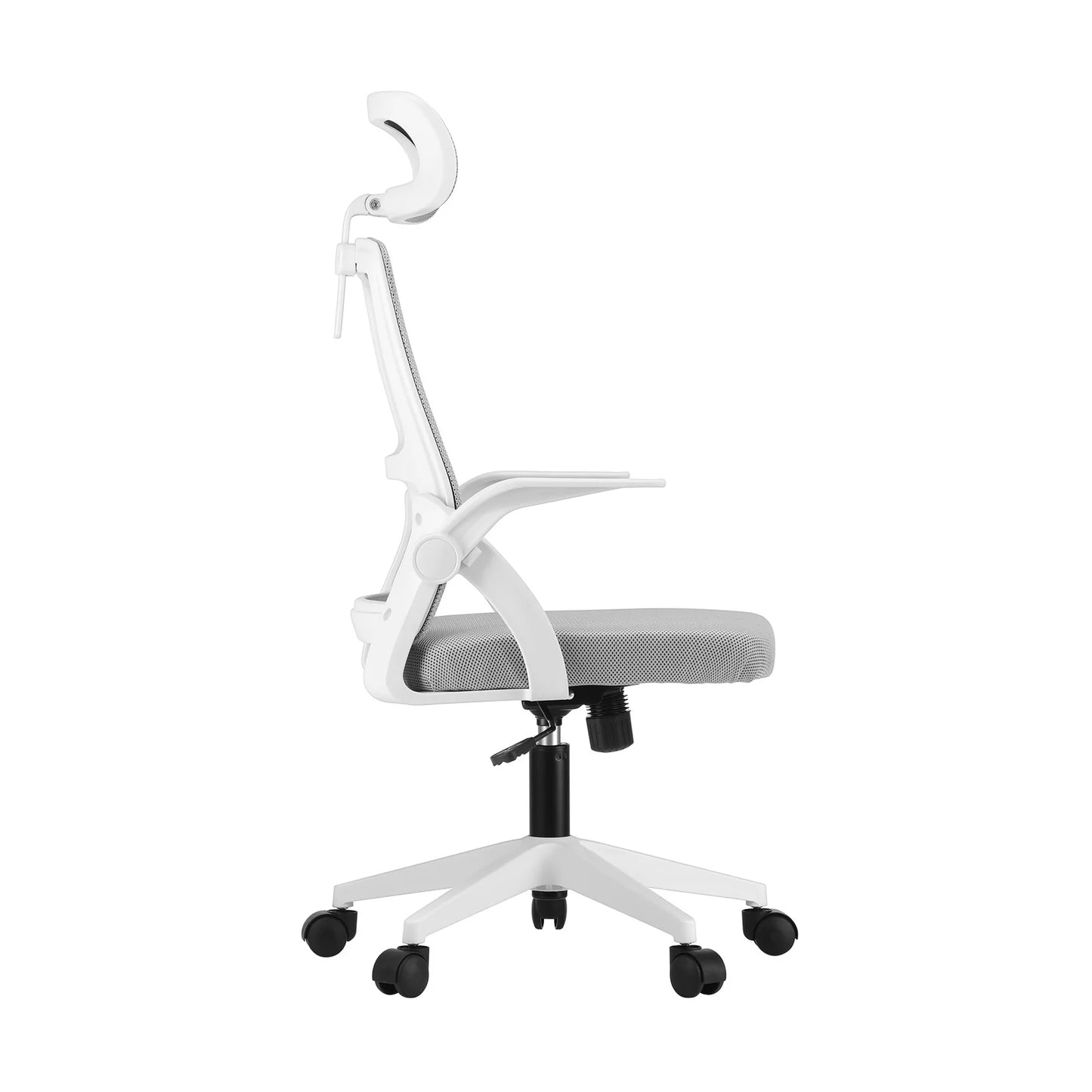 OCH-B3-MESH-WH Oikiture Mesh Office Chair Fabric Seat White