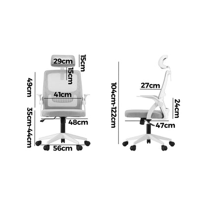 OCH-B3-MESH-WH Oikiture Mesh Office Chair Fabric Seat White
