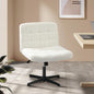 OCH-E1-SQ-SP-WH Oikiture Mid Back Armless Office Desk Chair Wide Seat Boucle White No Wheels