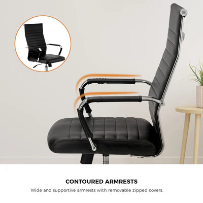 OCH-EPAD-LEA-BK Oikiture Office Chair Executive Swivel Desk Chair High Back Leather Black