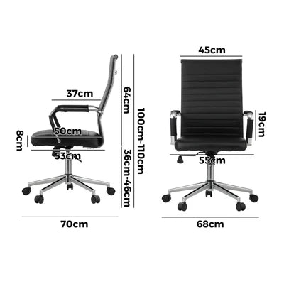OCH-EPAD-LEA-BK Oikiture Office Chair Executive Swivel Desk Chair High Back Leather Black
