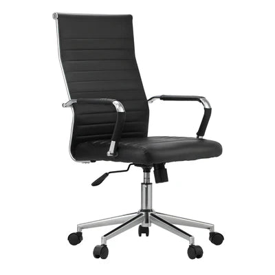 OCH-EPAD-LEA-BK Oikiture Office Chair Executive Swivel Desk Chair High Back Leather Black