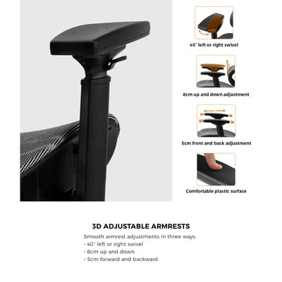 OCH-F-ERG-FOOT-BKGY Oikiture Ergonomic Office Chair Mesh Executive Seat Computer Chairs BK&GY