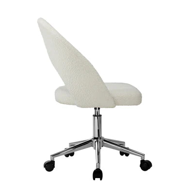 OCH-HOLLOWY-SP-SI Oikiture High Back Hollow Armless Home Office Chair Boucle White&Silver