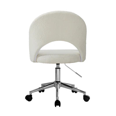 OCH-HOLLOWY-SP-SI Oikiture High Back Hollow Armless Home Office Chair Boucle White&Silver