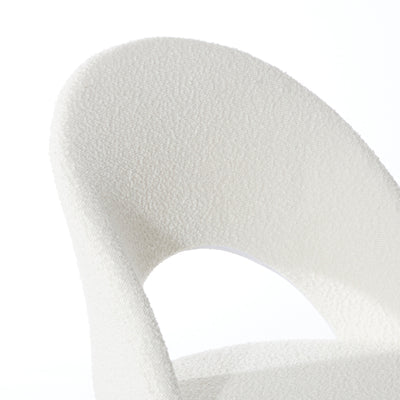 OCH-HOLLOWY-SP-SI Oikiture High Back Hollow Armless Home Office Chair Boucle White&Silver