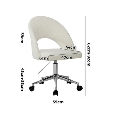 OCH-HOLLOWY-SP-SI Oikiture High Back Hollow Armless Home Office Chair Boucle White&Silver