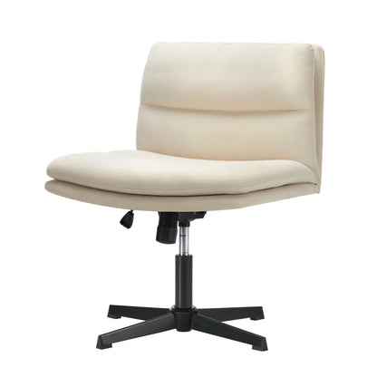 OCH-PADCROSS-BG Oikiture Mid Back Armless Office Chair Wide Seat Linen Beige