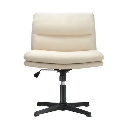 OCH-PADCROSS-BG Oikiture Mid Back Armless Office Chair Wide Seat Linen Beige