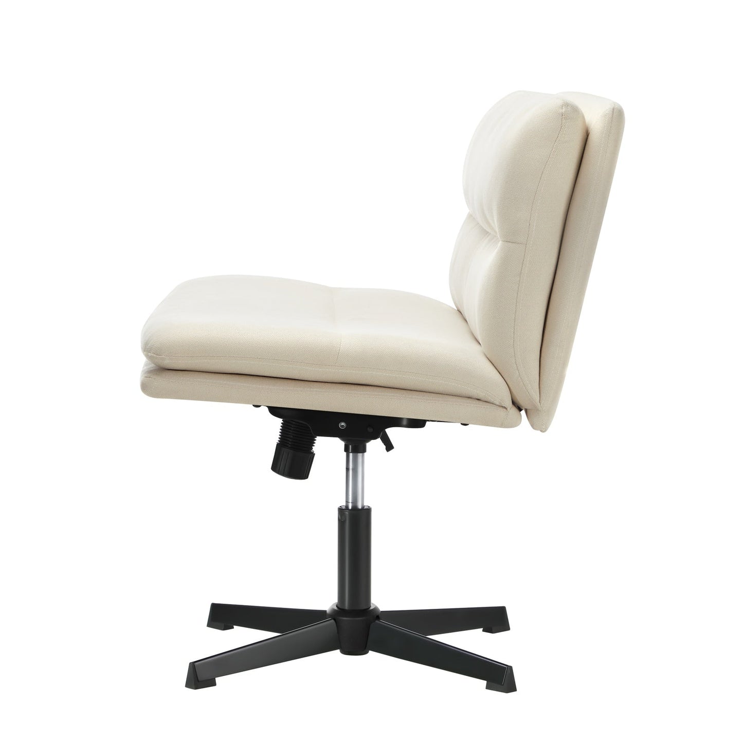 OCH-PADCROSS-BG Oikiture Mid Back Armless Office Chair Wide Seat Linen Beige