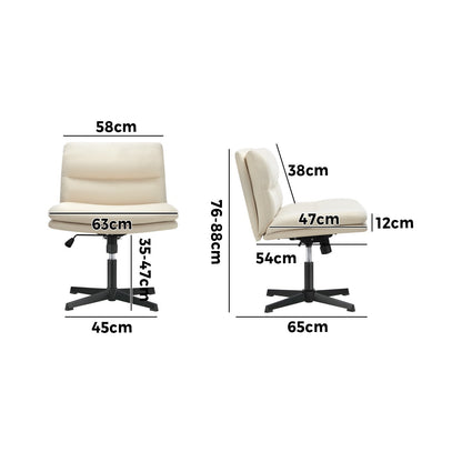 OCH-PADCROSS-BG Oikiture Mid Back Armless Office Chair Wide Seat Linen Beige