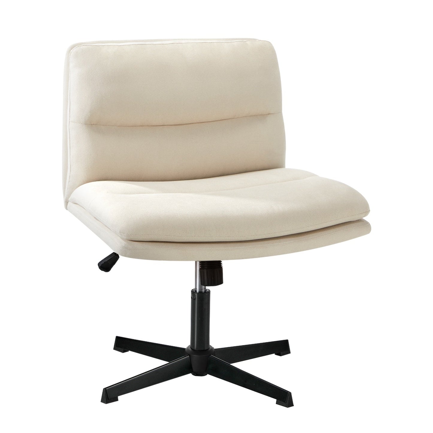 OCH-PADCROSS-BG Oikiture Mid Back Armless Office Chair Wide Seat Linen Beige