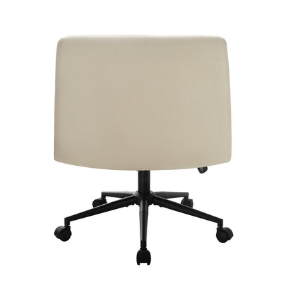 OCH-ROLCROSS-BG Oikiture Mid Back Armless Office Desk Chair Wide Seat Linen Beige with Wheels