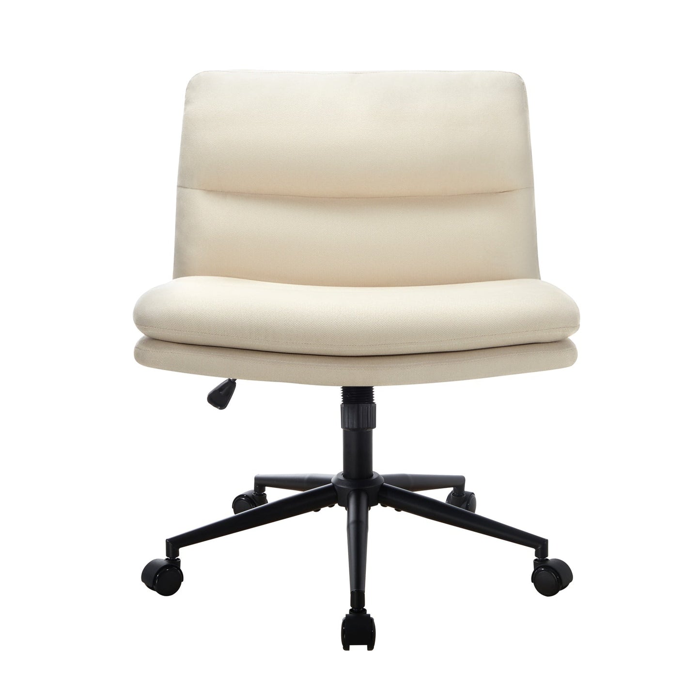 OCH-ROLCROSS-BG Oikiture Mid Back Armless Office Desk Chair Wide Seat Linen Beige with Wheels