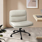 OCH-ROLCROSS-LEA-BG Oikiture Mid Back Office Chair Wide Seat Leather Beige with Wheels