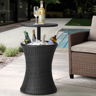 OD-COOLER-R58-BK Livsip Rattan Cooler Ice Bucket Table Bar Outdoor Patio Pool Storage Party Black