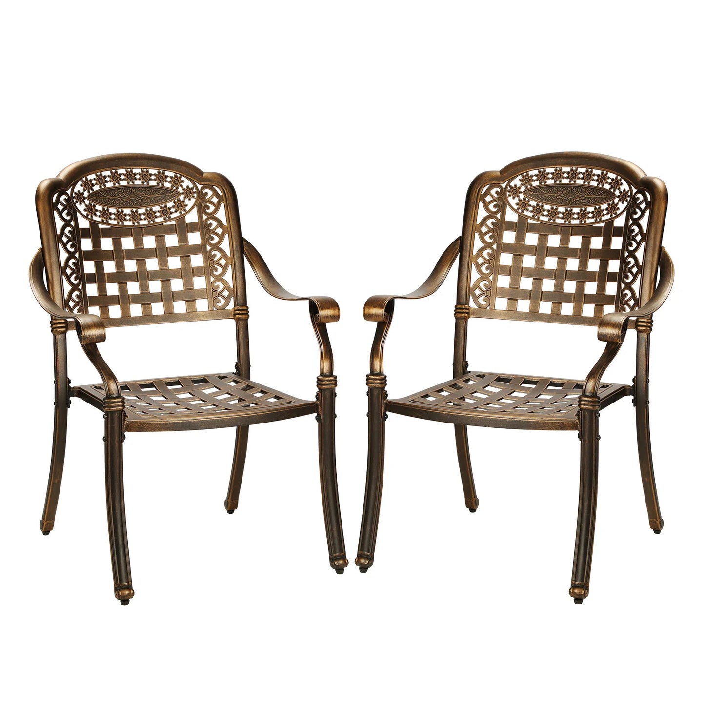 ODDS-AL-PERAL-BZ-2PC Livsip Outdoor Furniture Dining Chairs Cast Aluminium Garden Patio Chairs x2