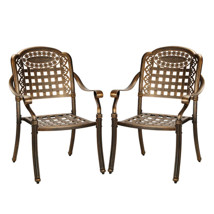 ODDS-AL-PERAL-BZ-2PC Livsip Outdoor Furniture Dining Chairs Cast Aluminium Garden Patio Chairs x2