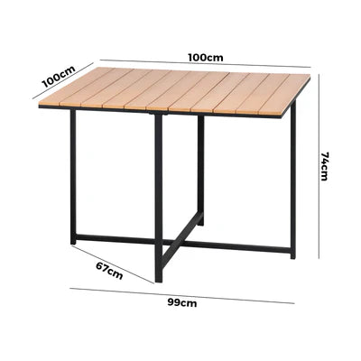 ODDS-KANI-TB-GY Livsip Outdoor Dining Table Furniture Lounge Patio Garden Setting Wood-Plastic