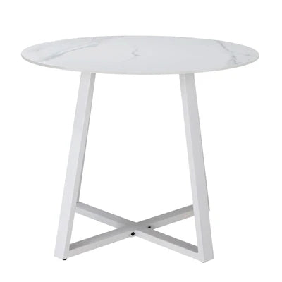ODDS-MARBLE-90-WH Livsip 90cm Outdoor Dining Sintered Stone Table Patio Furniture Bistro Set White