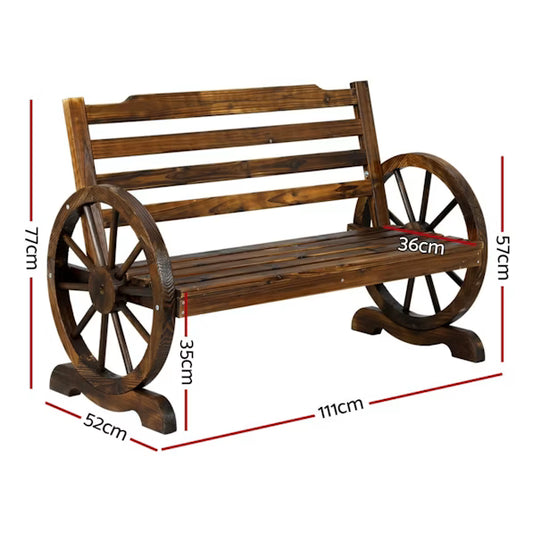 OD-WCH-A1-CA Livsip Wooden Wagon Chair Garden Bench Seat Outdoor Patio Furniture Lounge Wheel