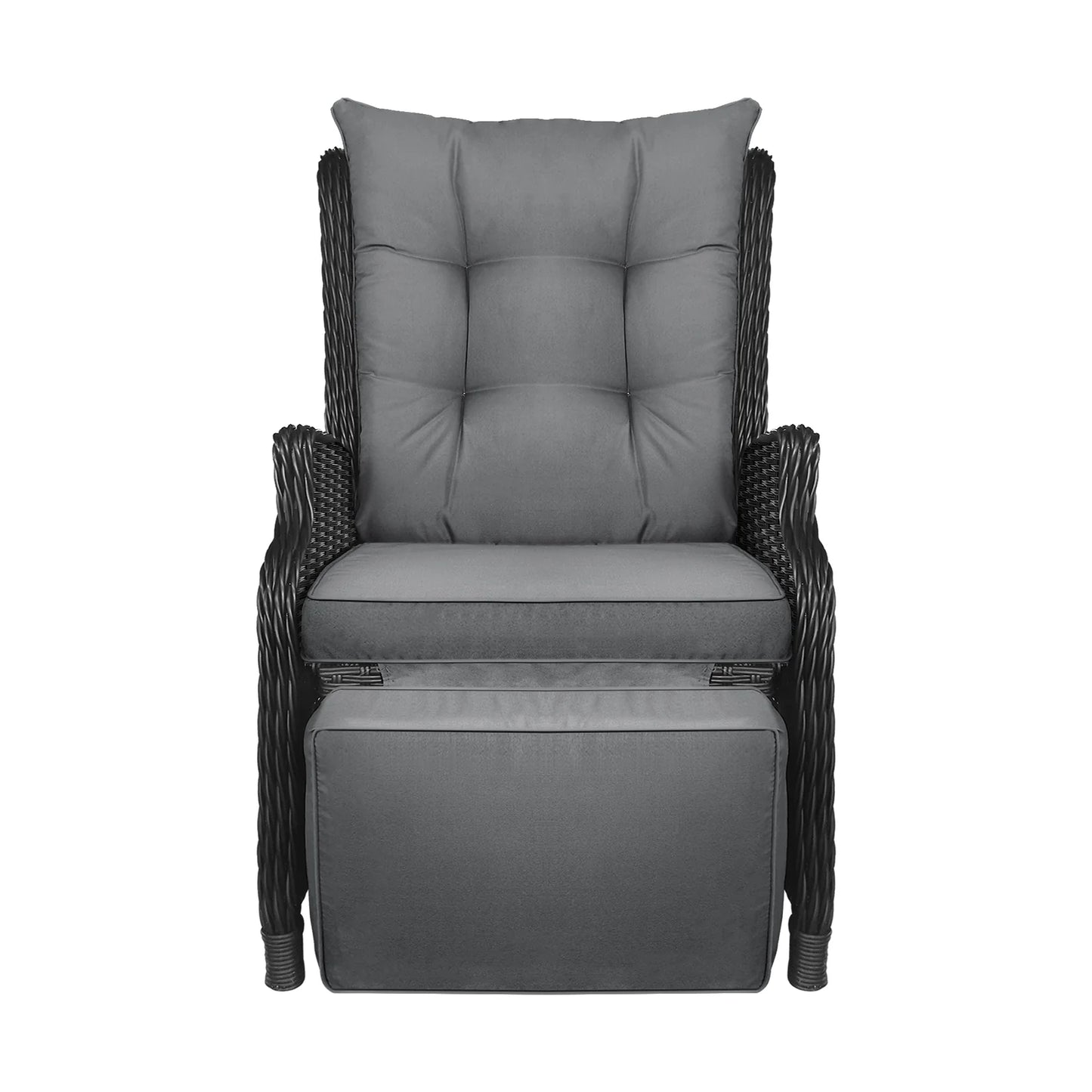 ODR-RW-FTR-BK Livsip Outdoor Recliner with Adjustable Footrest Black