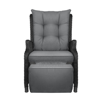 ODR-RW-FTR-BK Livsip Outdoor Recliner with Adjustable Footrest Black
