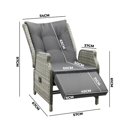 ODR-RW-FTR-GY Livsip Recliner Chairs with Adjustable Footrest Grey