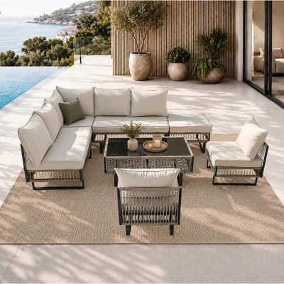 ODSS-COCOON-KK-AABC Livsip 7 Seater Outdoor Sofa Set Modular Lounge Setting Patio Garden Furniture