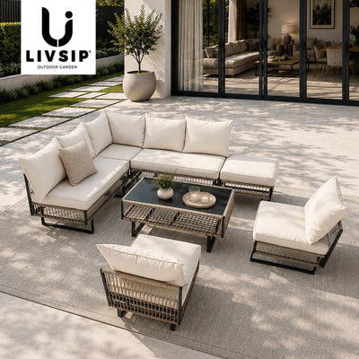 ODSS-COCOON-KK-AABC Livsip 7 Seater Outdoor Sofa Set Modular Lounge Setting Patio Garden Furniture