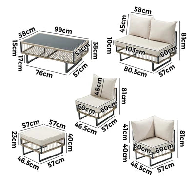 ODSS-COCOON-KK-AABC Livsip 7 Seater Outdoor Sofa Set Modular Lounge Setting Patio Garden Furniture
