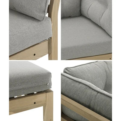 ODSS-WD-PAGSUM-GY-ABBC Livsip 7 Piece Outdoor Lounge Sofa Set Garden Furniture Dining Table Chairs Grey