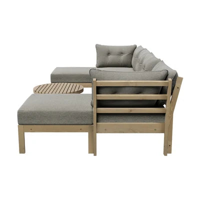 ODSS-WD-PAGSUM-GY-ABBC Livsip 7 Piece Outdoor Lounge Sofa Set Garden Furniture Dining Table Chairs Grey