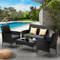 OPS-COCOA-4-BK-AB Livsip 4PCS Outdoor Furniture Setting Patio Garden Table Chair Set Wicker Sofa