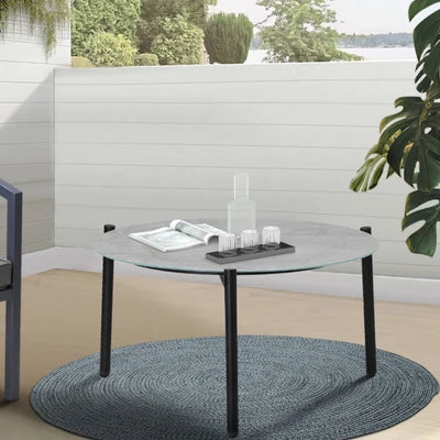 OPS-OBLU-TB50-GY Livsip Outdoor Coffee Side Marble Table Desk Patio Furniture Garden 50cm Grey