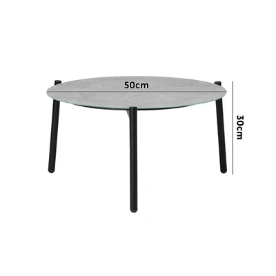 OPS-OBLU-TB50-GY Livsip Outdoor Coffee Side Marble Table Desk Patio Furniture Garden 50cm Grey