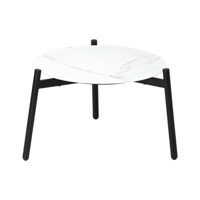 OPS-OBLU-TB70-WH Livsip Coffee Side Marble Table Outdoor Patio Furniture Garden 70cm Round Desk