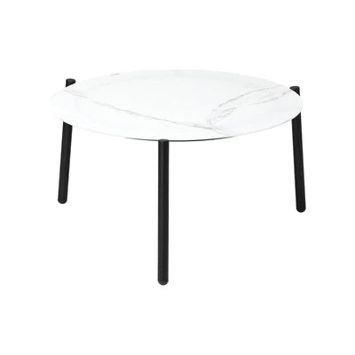 OPS-OBLU-TB70-WH Livsip Coffee Side Marble Table Outdoor Patio Furniture Garden 70cm Round Desk