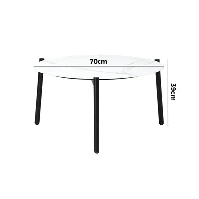 OPS-OBLU-TB70-WH Livsip Coffee Side Marble Table Outdoor Patio Furniture Garden 70cm Round Desk