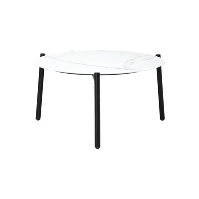 OPS-OBLU-TB70-WH Livsip Coffee Side Marble Table Outdoor Patio Furniture Garden 70cm Round Desk