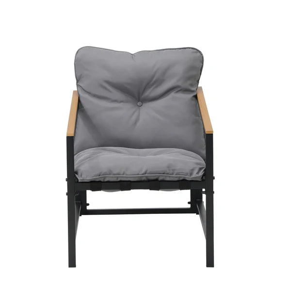 OPS-POLUX-2CH-GY Livsip 2 Piece Outdoor Armchair Lounge Sofa Black