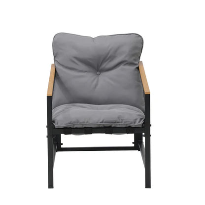 OPS-POLUX-2CH-GY Livsip 2 Piece Outdoor Armchair Lounge Sofa Black