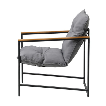 OPS-POLUX-2CH-GY Livsip 2 Piece Outdoor Armchair Lounge Sofa Black