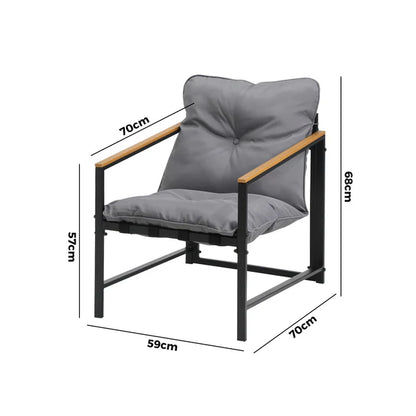 OPS-POLUX-2CH-GY Livsip 2 Piece Outdoor Armchair Lounge Sofa Black