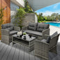 OPS-RTN-4C-GY-AB Livsip 4PCS Outdoor Sofa Set Patio Furniture Wicker Table Chair Garden Lounge 4Piece