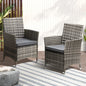 OPS-RTN-CH-GY-2PC Livsip 2x Outdoor Dining Chairs Rattan Outdoor Patio Chairs Furniture Grey