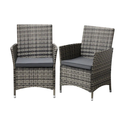 OPS-RTN-CH-GY-2PC Livsip 2x Outdoor Dining Chairs Rattan Outdoor Patio Chairs Furniture Grey